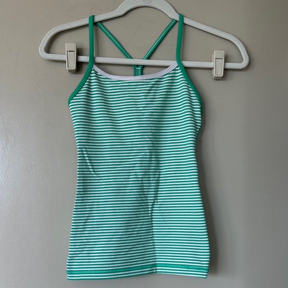 Lululemon Green and White Striped Tank Top - Picture 1 of 3